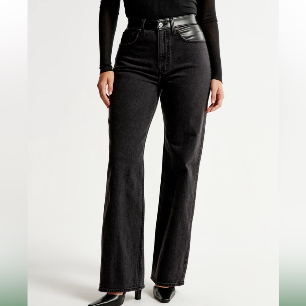 Abercrombie leather denim curve love jeans high rise 90’s